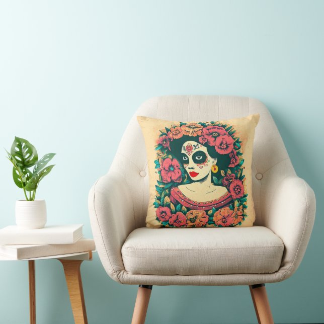 Woman flower throw pillow (Chair)