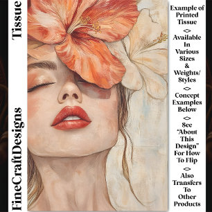 Woman & Flowers, Close Up Portrait CJ2 Decoupage Tissue Paper