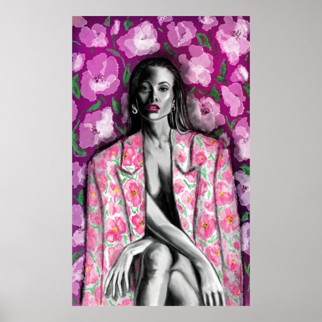 Woman Flowers Fantasy Poster Art Print (Front)