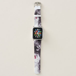 Woman Flowers, Fashion Watercolor Background. Apple Watch Band