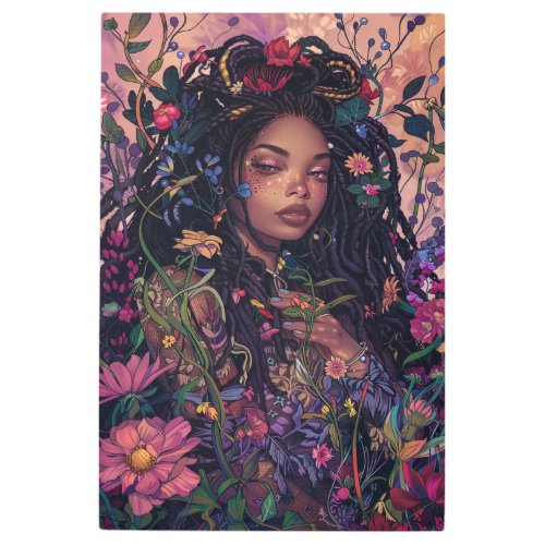  Woman Flowers SC4 Esoteric Goddess Floral Metal Print