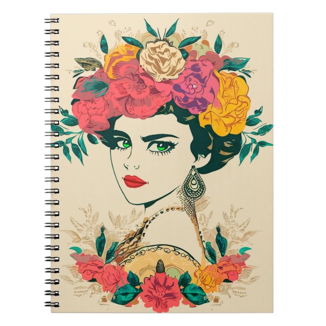 Woman flowers vintage notebook (Front)