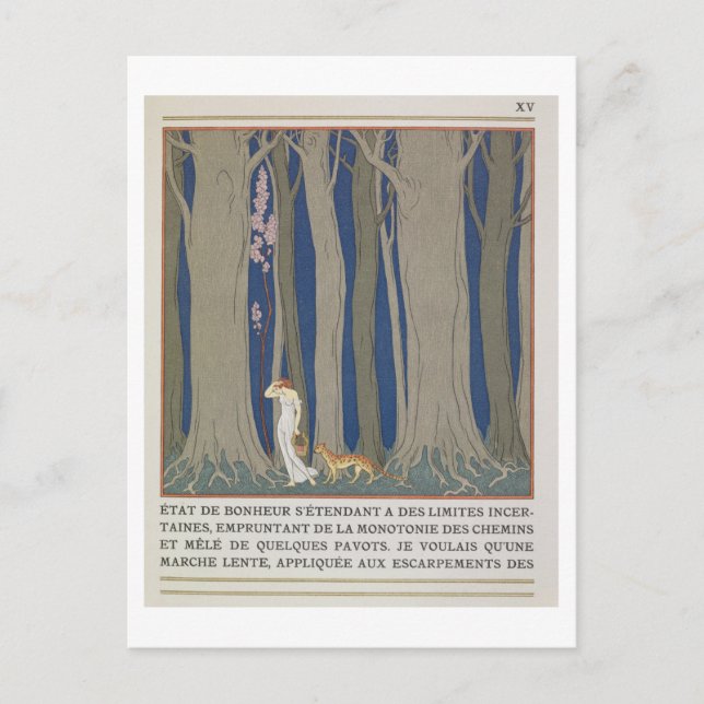 Woman followed by a Leopard, illustration from 'Le Postcard (Front)