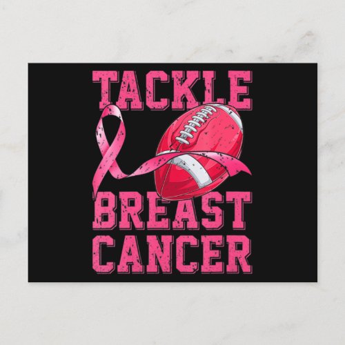 Woman Football Tackle Breast Cancer Awareness Pink Postcard