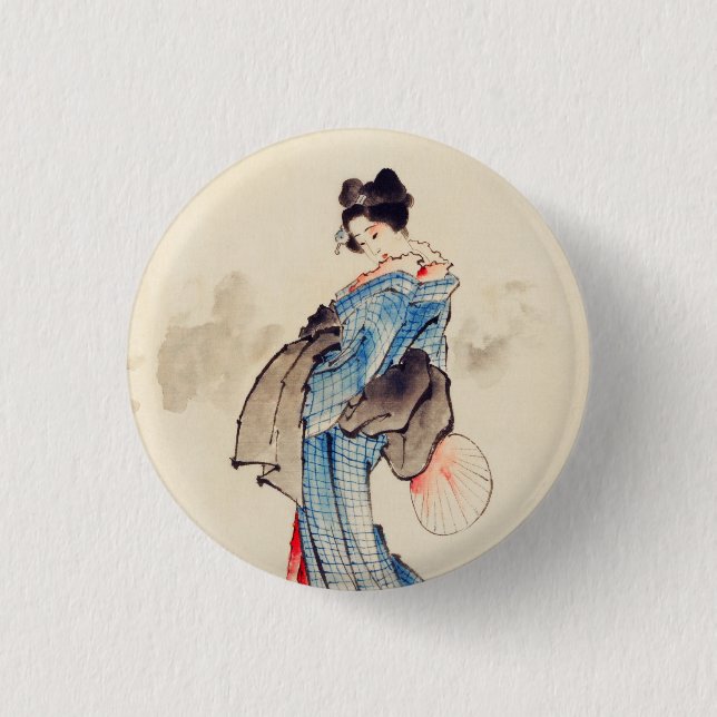 Woman Full-Length Portrait by Katsushika Hokusai Button (Front)
