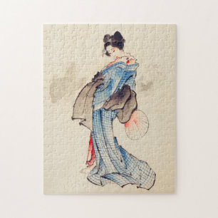 Woman Full-Length Portrait by Katsushika Hokusai Jigsaw Puzzle