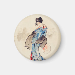 Woman Full-Length Portrait by Katsushika Hokusai Magnet