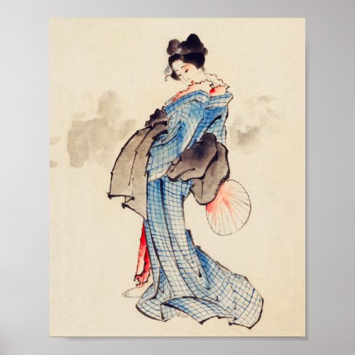 Woman Full_Length Portrait by Katsushika Hokusai Poster