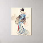 Woman, Full-Length Portrait Canvas Print<br><div class="desc">Woman,  Full-Length Portrait Canvas Print
Woman,  Full-Length Portrait,  Standing,  Facing Left,  Holding Fan in Right Hand,  Wearing Kimono with Check Design by Katsushika Hokusai (1760-1849)</div>