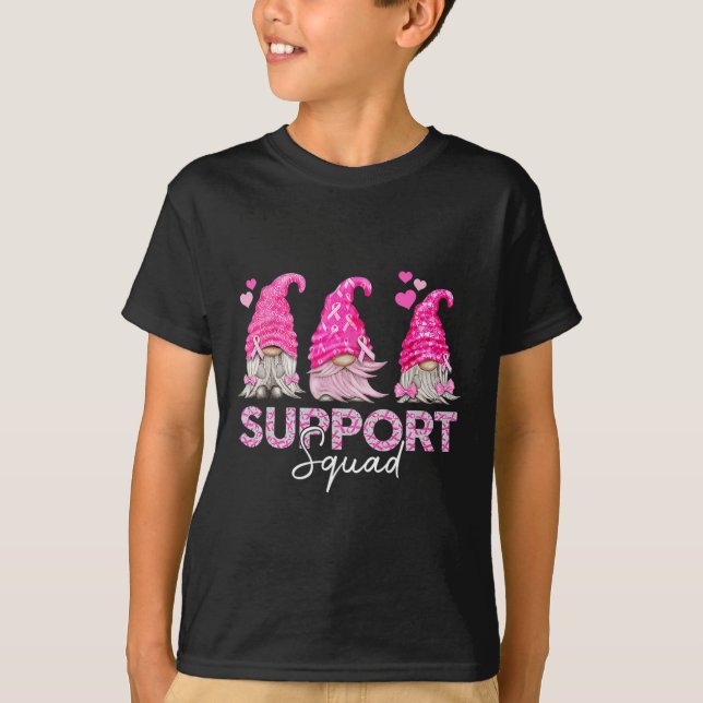 Woman Fun Gnomies Support Squad Breast Cancer Awar T-Shirt (Front)