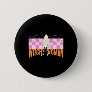 Woman Funny Halloween Costume Spooky Feminist Button