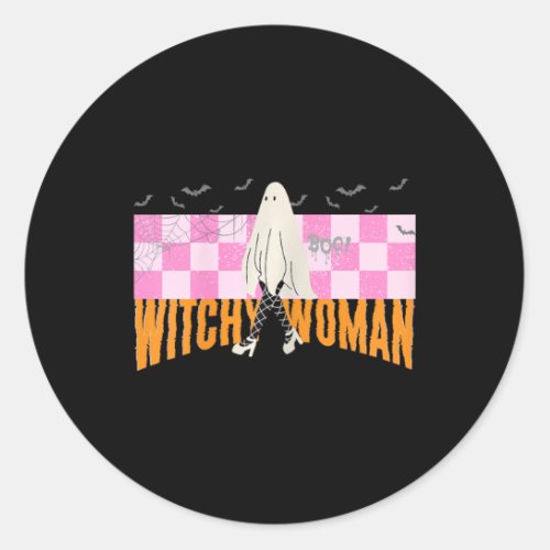 Woman Funny Halloween Costume Spooky Feminist  Classic Round Sticker