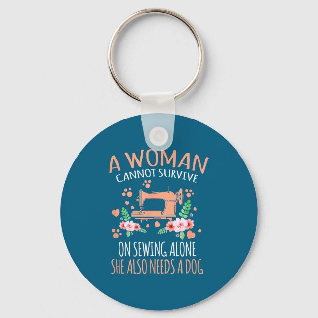 Woman Funny Sewing Quote  Keychain (Front)