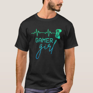 Woman Gamer Cute Gamer Girl Heartbeat Girly Video T-Shirt