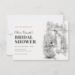 Woman gardening bridal shower invitation