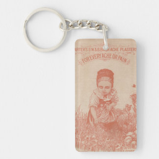 Woman Gathering Flowers Ephemera Keychain