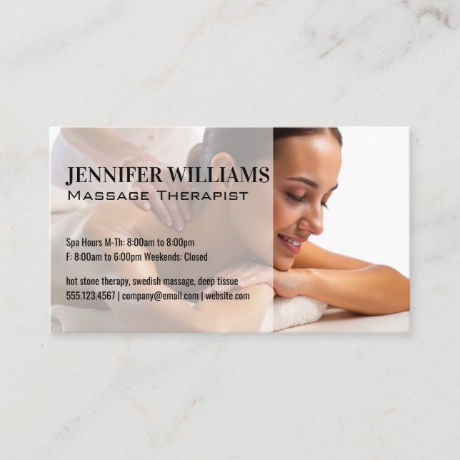 Woman Getting Back Massage | Spa Business Card (Front)