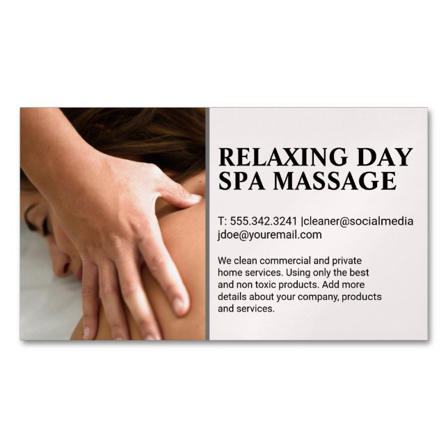 Woman Getting Massaged  Business Card Magnet (Front)