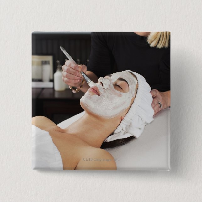 Woman Getting Spa Treatment. Pinback Button (Front)