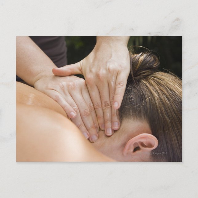 Woman getting spa treatment postcard (Front)