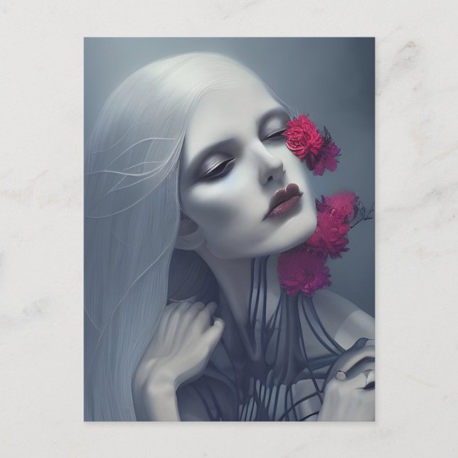Woman Ghost With Flowers Postcard (Front)