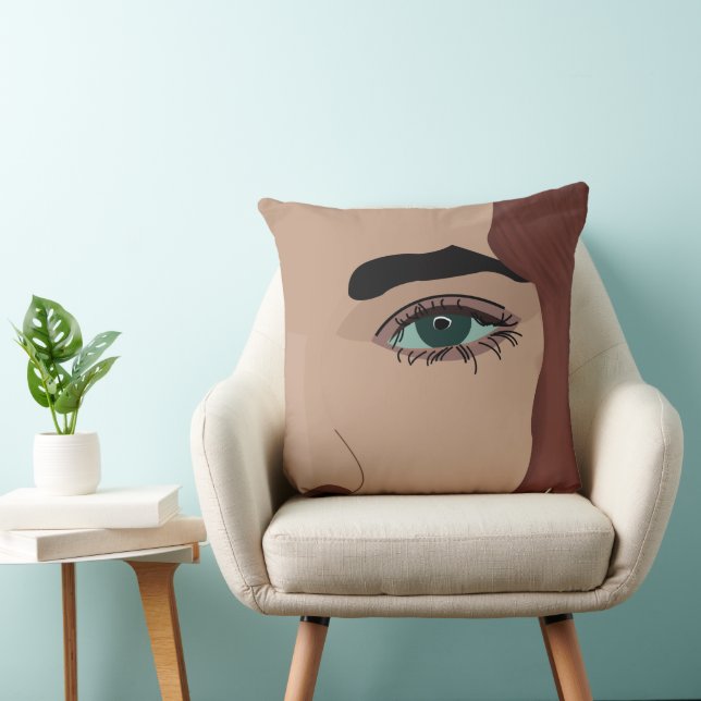 Woman Girl Face Eye Throw Pillow (Chair)