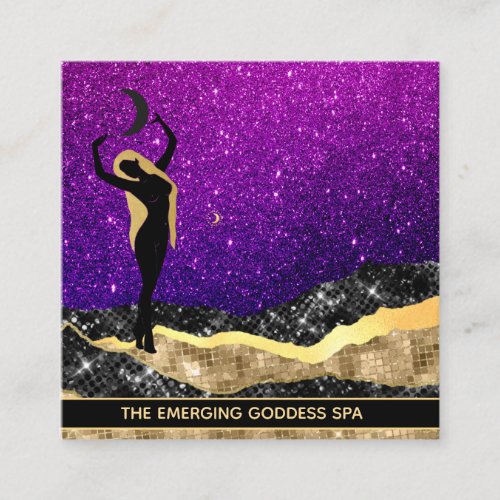  Woman Goddess Ombre Moon MAGENTA Glitter  Square Business Card