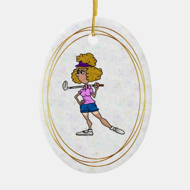 Woman Golf Diva Christmas Ornament (Front)