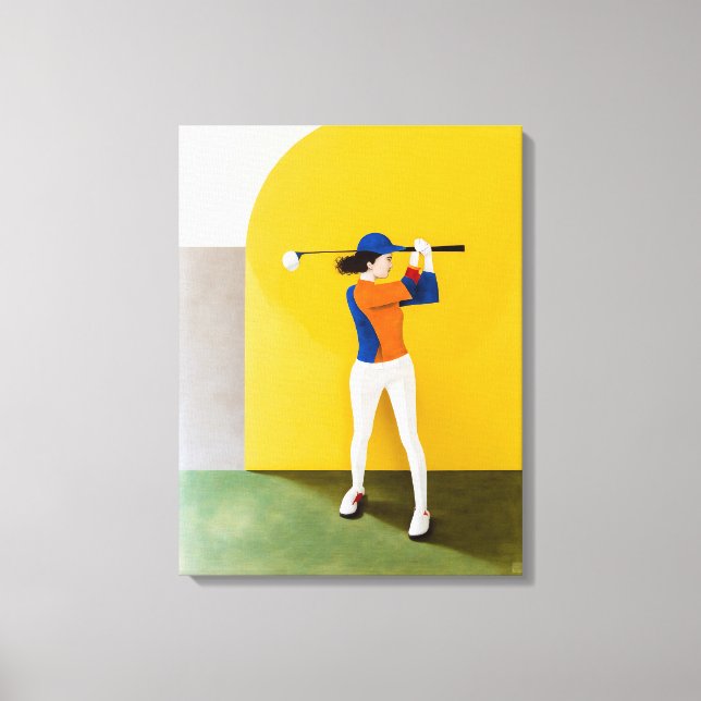 Woman Golfer Canvas Art Print (Front)