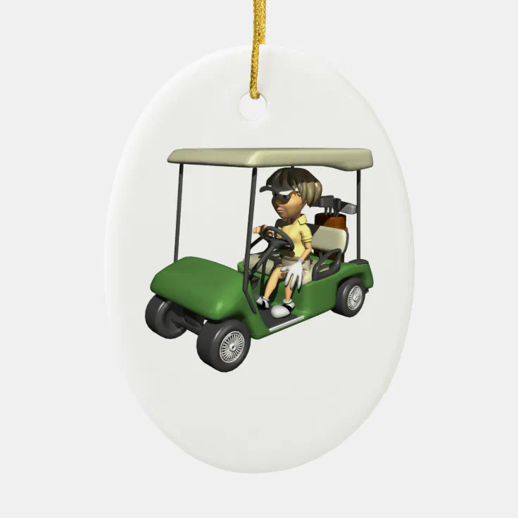 Woman Golfer Cart Ceramic Ornament Zazzle 