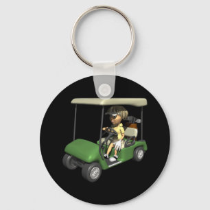 Woman Golfer Cart Keychain