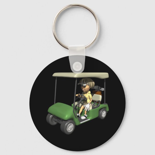 Woman Golfer Cart Keychain (Front)