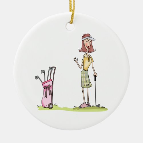 Woman Golfer Ceramic Ornament