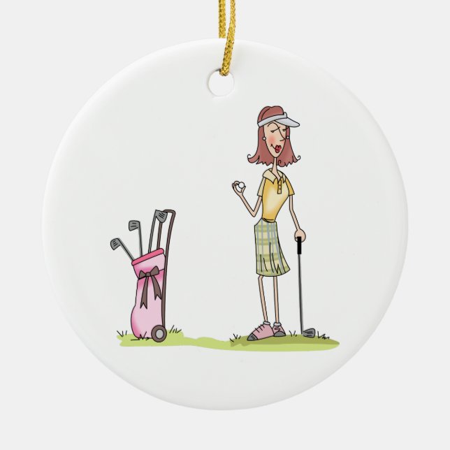 Woman Golfer Ceramic Ornament (Front)
