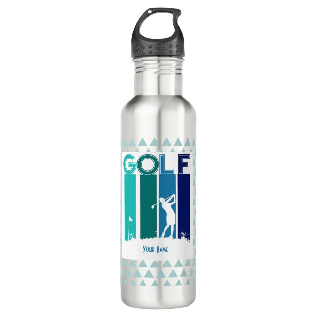 Woman Golfer Customized Water Bottle (Front)