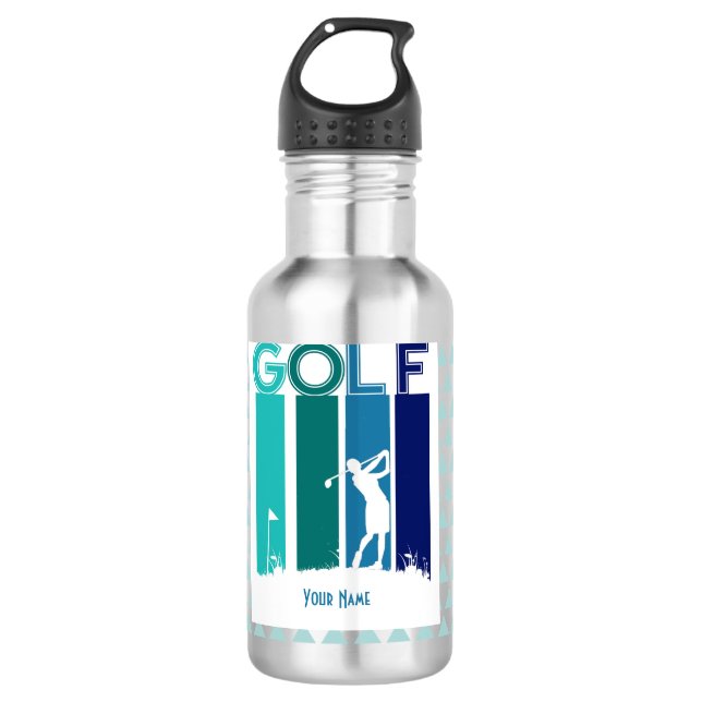 Woman Golfer Customized Water Bottle (Front)