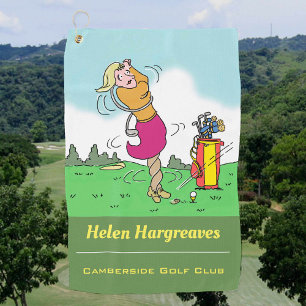 Woman Golfer Gets in a Twist Golf Towel