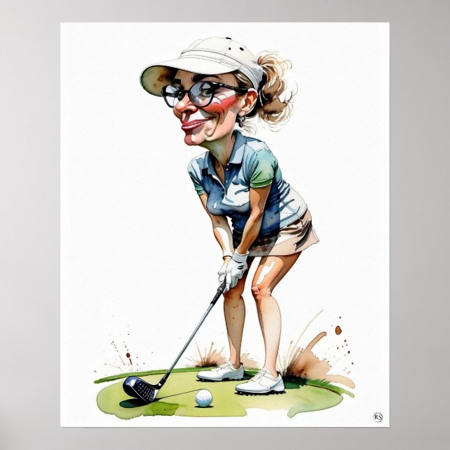 Woman Golfer - Golf Art Print (Front)
