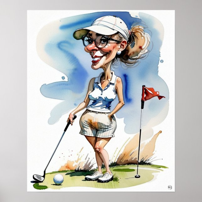 Woman Golfer - Golf Art Print (Front)