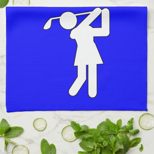 Woman Golfer - Golfing Symbol Kitchen Towel (Folded)