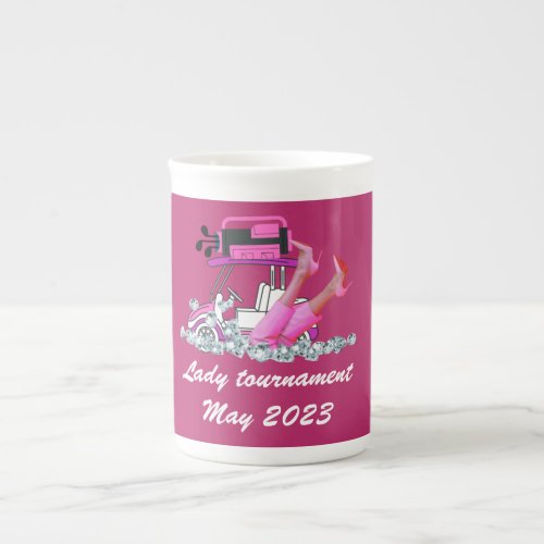  Woman golfer High Heel Shoes  in Pink theme Bone China Mug