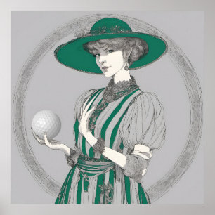 Woman Golfer Illustration - Art Print