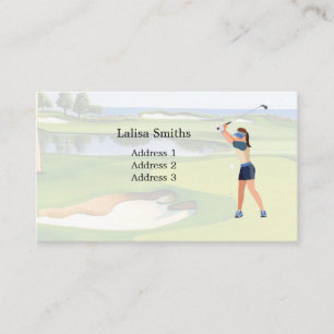 Woman golfer is golfing business card