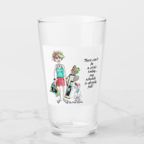 Woman golfer is ready statement no crisis sketch glass