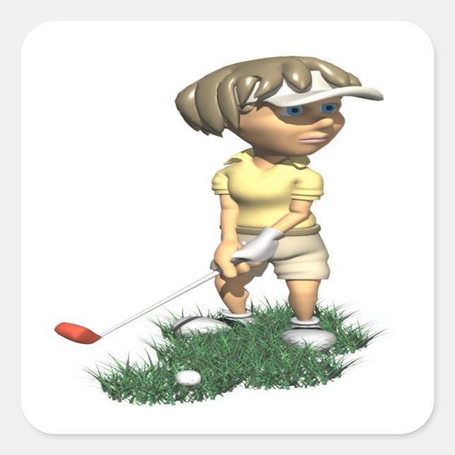 Woman Golfer Square Sticker (Front)