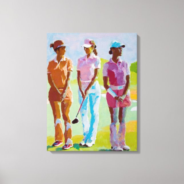 Woman Golfers Painting - Canvas Art Print (Front)
