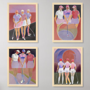 Woman Golfers Painting - Framed Art Print Set