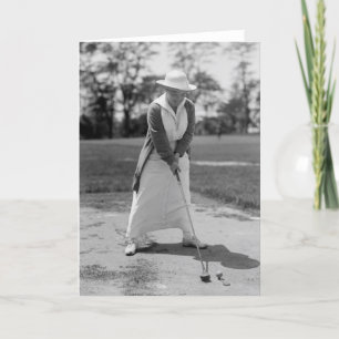 Woman Golfing, Vintage 1910s Card
