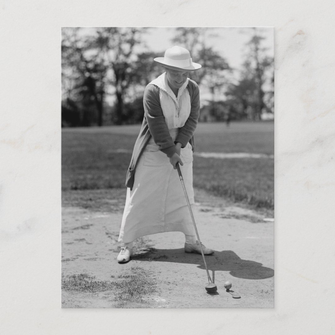 Woman Golfing, Vintage 1910s Postcard | Zazzle