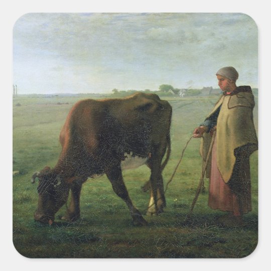 Woman Grazing her Cow, 1858 Square Sticker